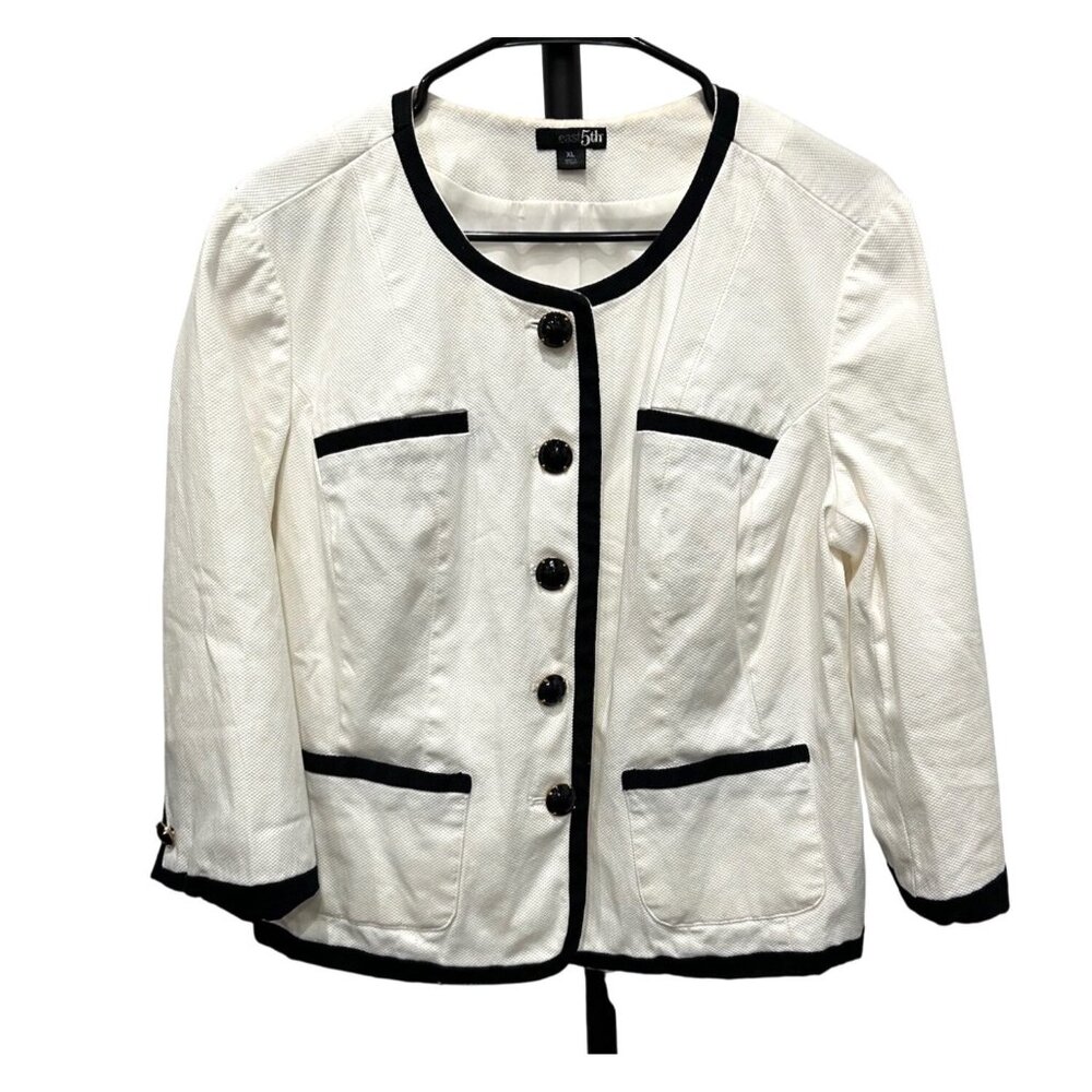 East 5th Womens White & Black Button-Up Jacket Size XL